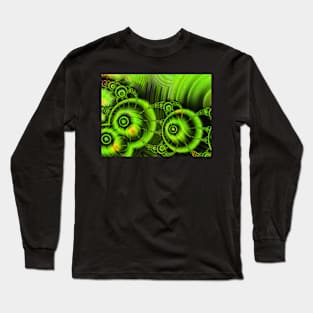 Green Orb Digital Fractal Long Sleeve T-Shirt